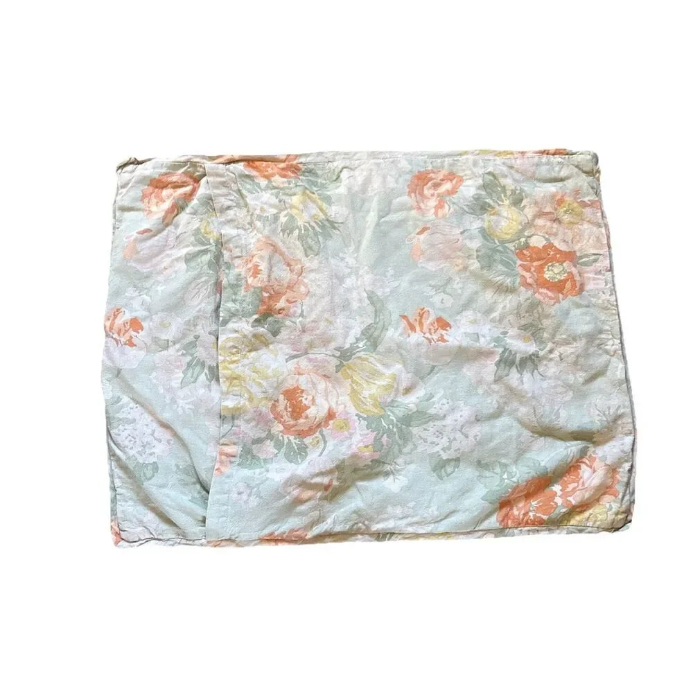 2 Pottery Barn Elora Floral Print Pillow Shams Cover Queen Duvet Set Linen Blend
